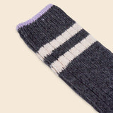 Dicke Stricksocken aus Wolle • Grau mit Streifen