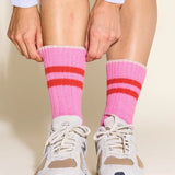 Dicke Stricksocken aus Wolle • Pink
