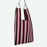 KNITTED STRIPES Shopper • chocolate + bubblegum