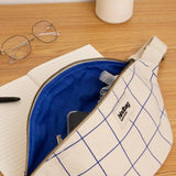 OLIVIA Bauchtasche • Karo Ecru / Blau