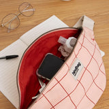 OLIVIA Bauchtasche • Karo Rosé / Rot