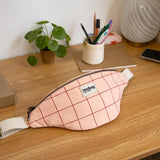 OLIVIA Bauchtasche • Karo Rosé / Rot