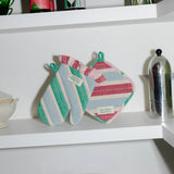 Ofenhandschuh mit Rüschen • Grün/Blau