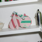 Ofenhandschuh mit Rüschen • Rot/Blau