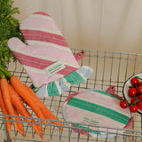 Ofenhandschuh mit Rüschen • Rot/Blau