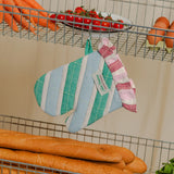 Ofenhandschuh mit Rüschen • Grün/Blau