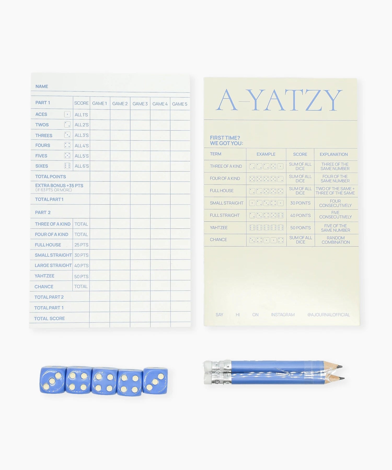 A - Journal - A - YATZY Würfelspiel • Blue - ROSA ECK