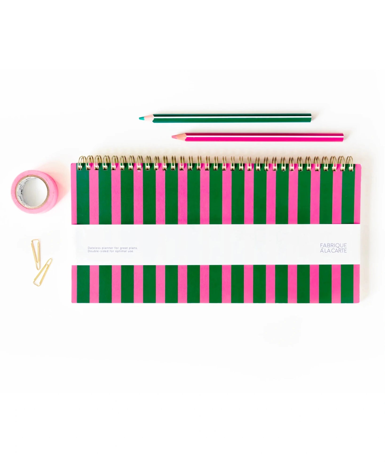 A - Journal - DESK PLANNER Wochenplaner • Streifen Pink/Grün - ROSA ECK