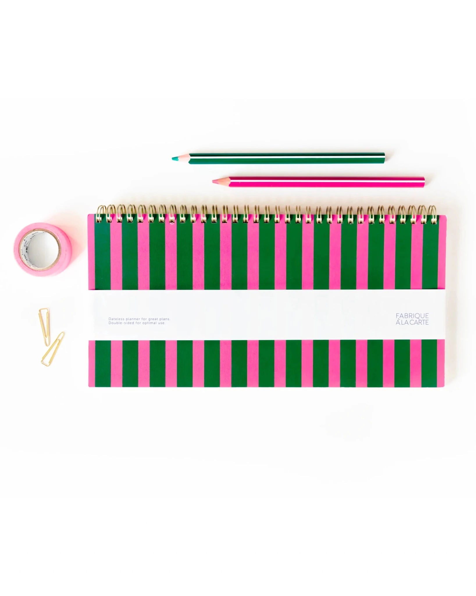 A - Journal - DESK PLANNER Wochenplaner • Streifen Pink/Grün - ROSA ECK