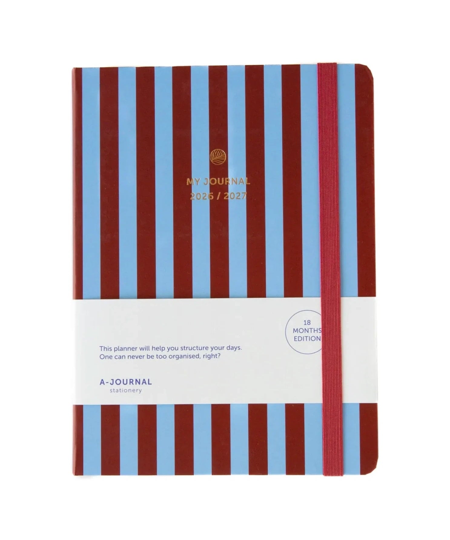 A-Journal - MY JOURNAL Tagebuch für 2026/2027 • Stripes Blue Bordeaux - ROSA ECK