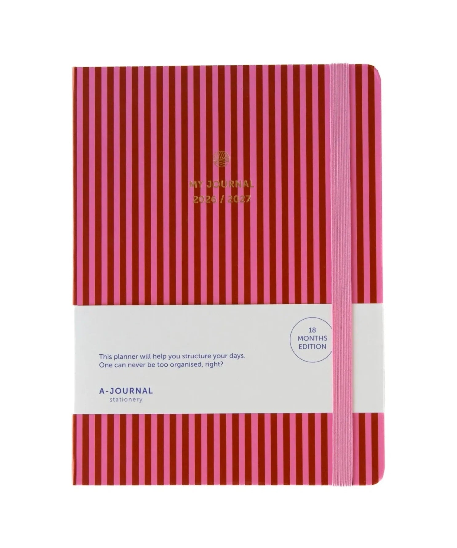 A-Journal - MY JOURNAL Tagebuch für 2026/2027 • Stripes Pink - ROSA ECK