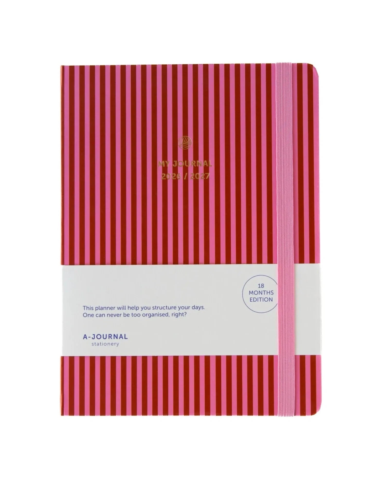 A-Journal - MY JOURNAL Tagebuch für 2026/2027 • Stripes Pink - ROSA ECK