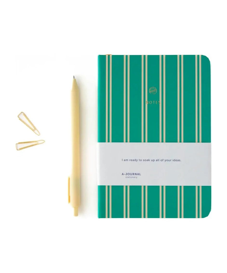 A - Journal - NOTES Taschennotizbuch (A6) • Green Stripes - Notizbuch - ROSA ECK Concept Store