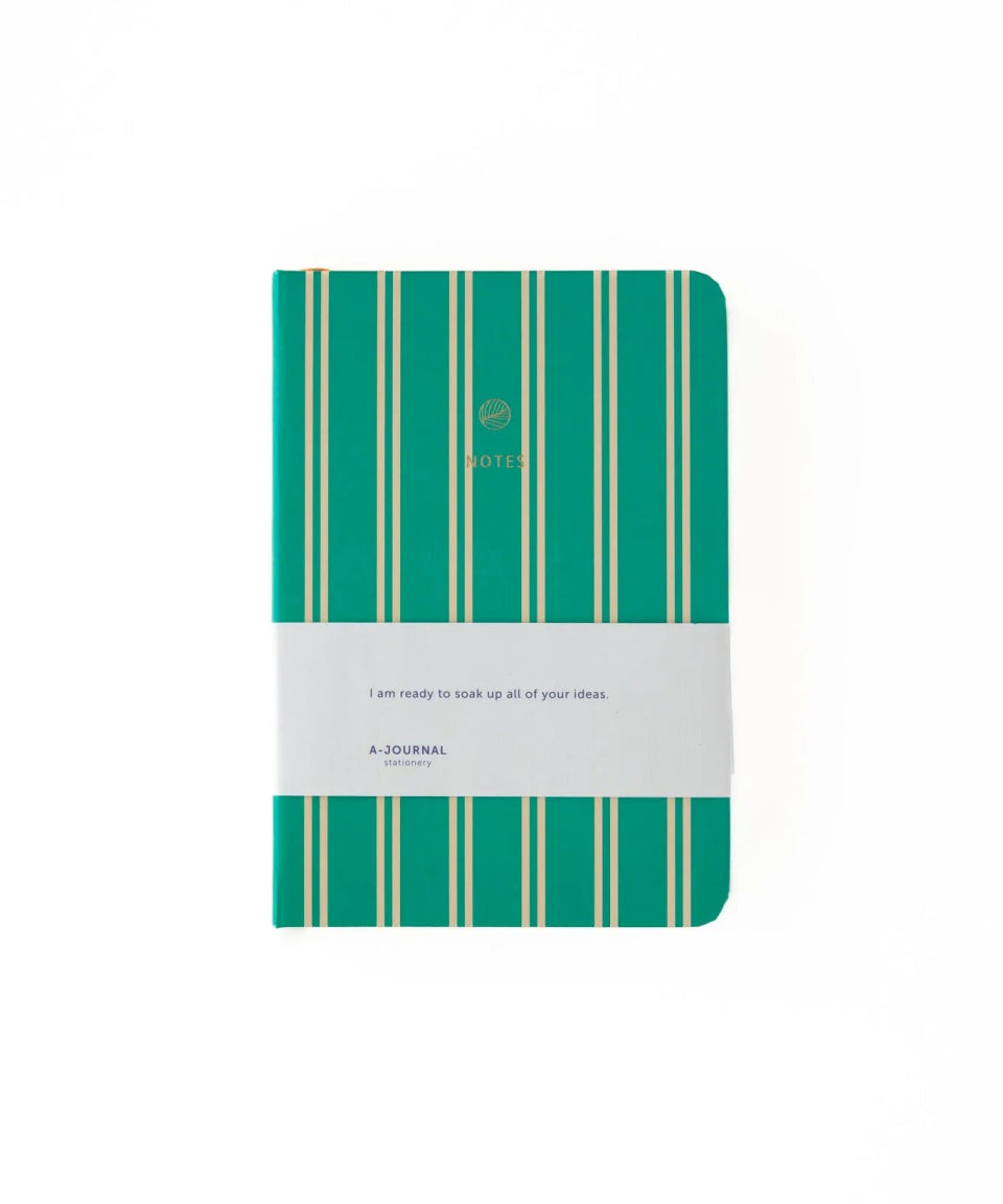 A - Journal - NOTES Taschennotizbuch (A6) • Green Stripes - Notizbuch - ROSA ECK Concept Store