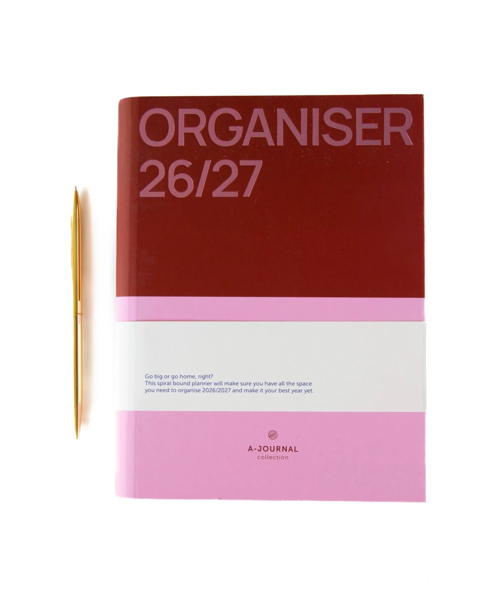 A-Journal - ORGANISER Terminplaner mit Spiralbidung (2026/2027) • Pink - ROSA ECK