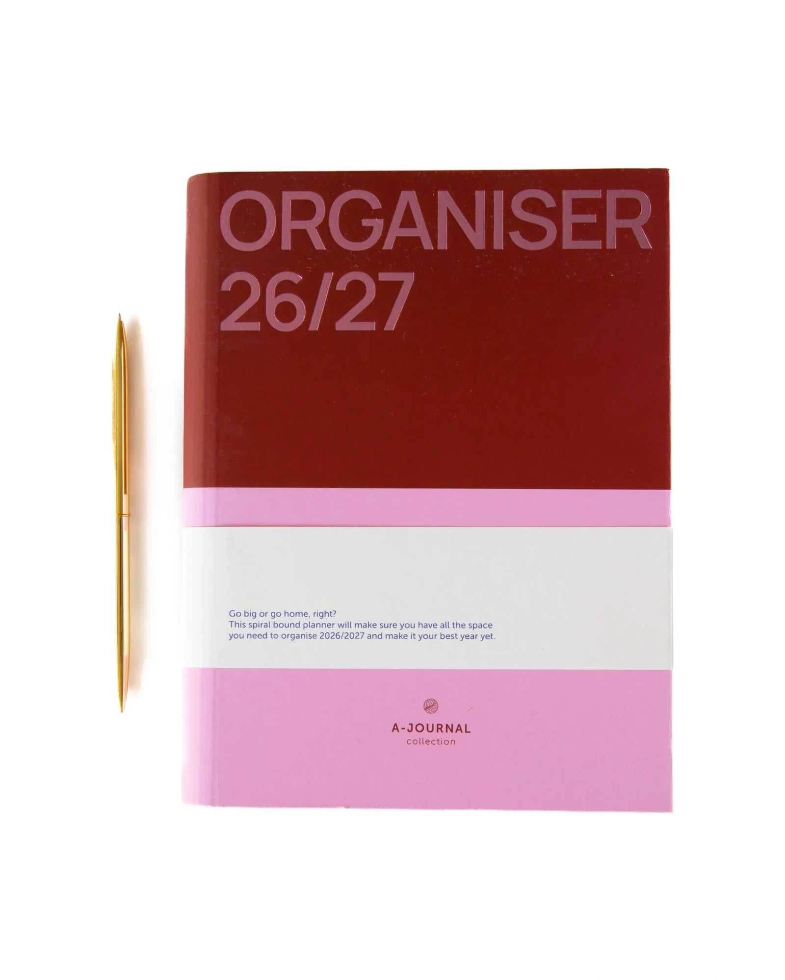 A-Journal - ORGANISER Terminplaner mit Spiralbidung (2026/2027) • Pink - ROSA ECK