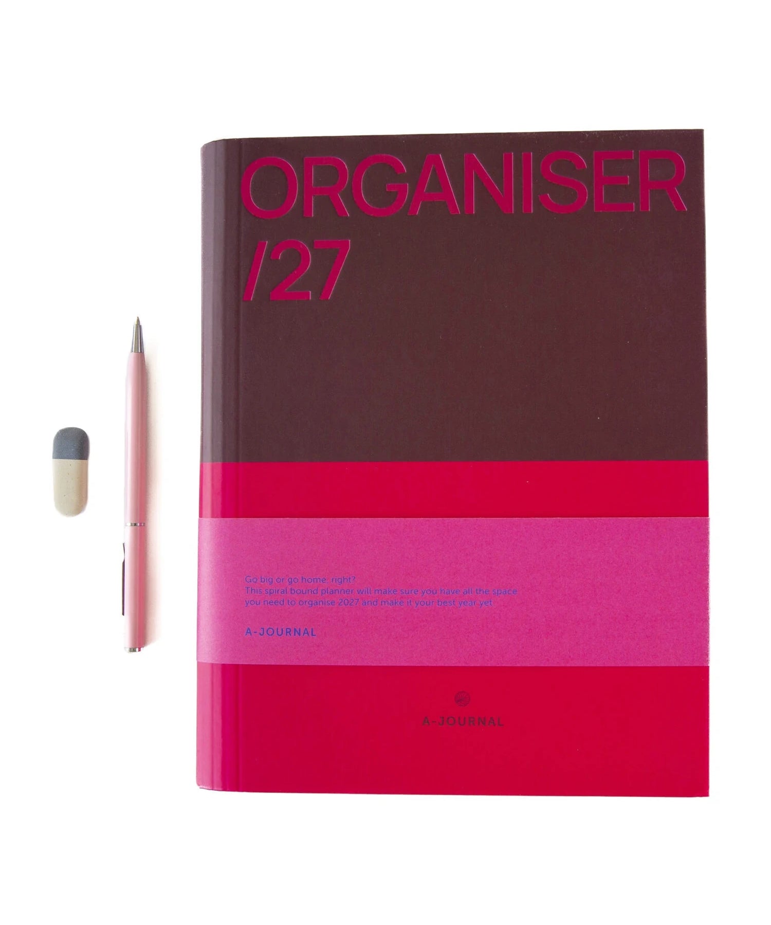 A-Journal - ORGANISER Terminplaner mit Spiralbindung (2027) • Bordeaux Pink - ROSA ECK