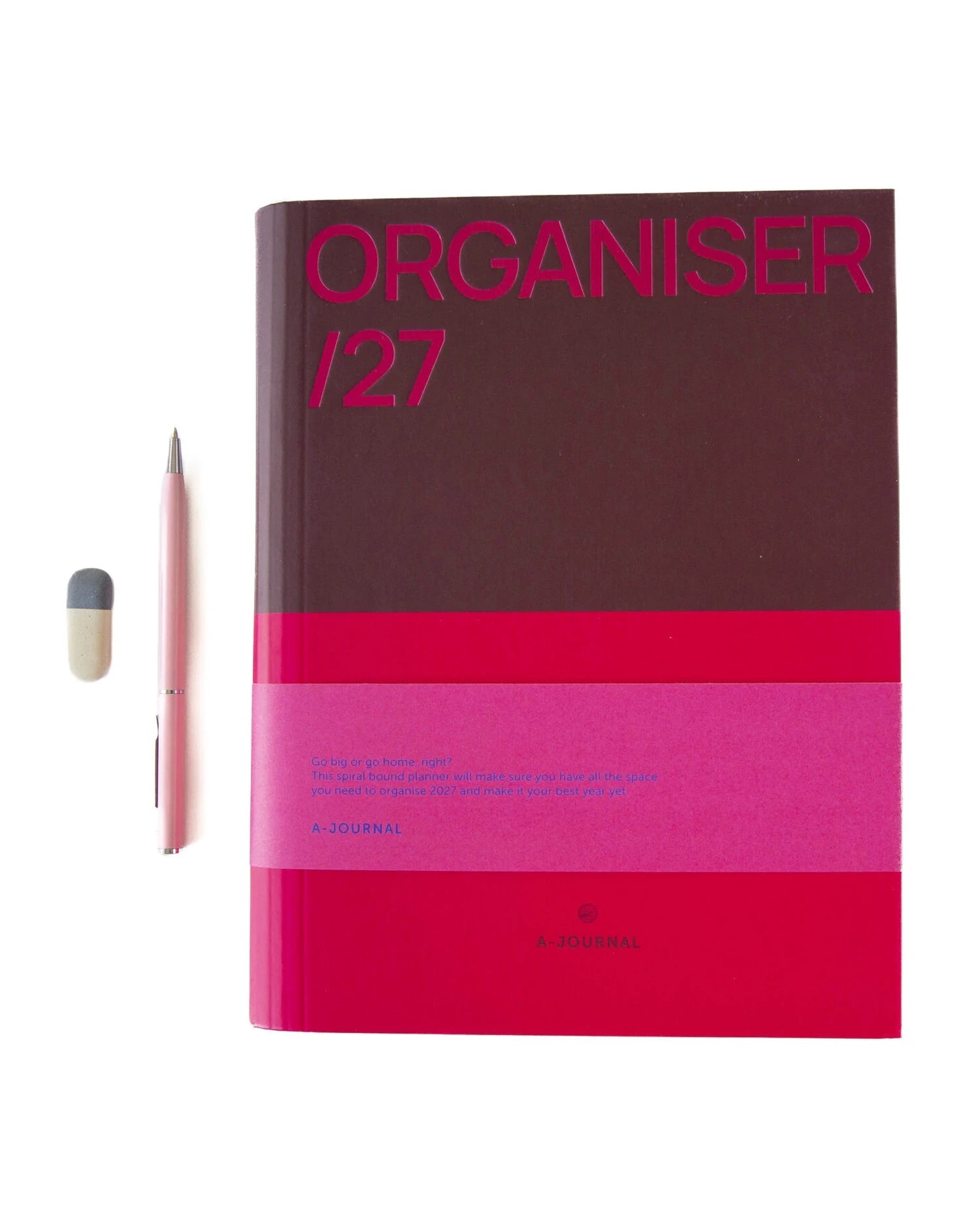 A-Journal - ORGANISER Terminplaner mit Spiralbindung (2027) • Bordeaux Pink - ROSA ECK