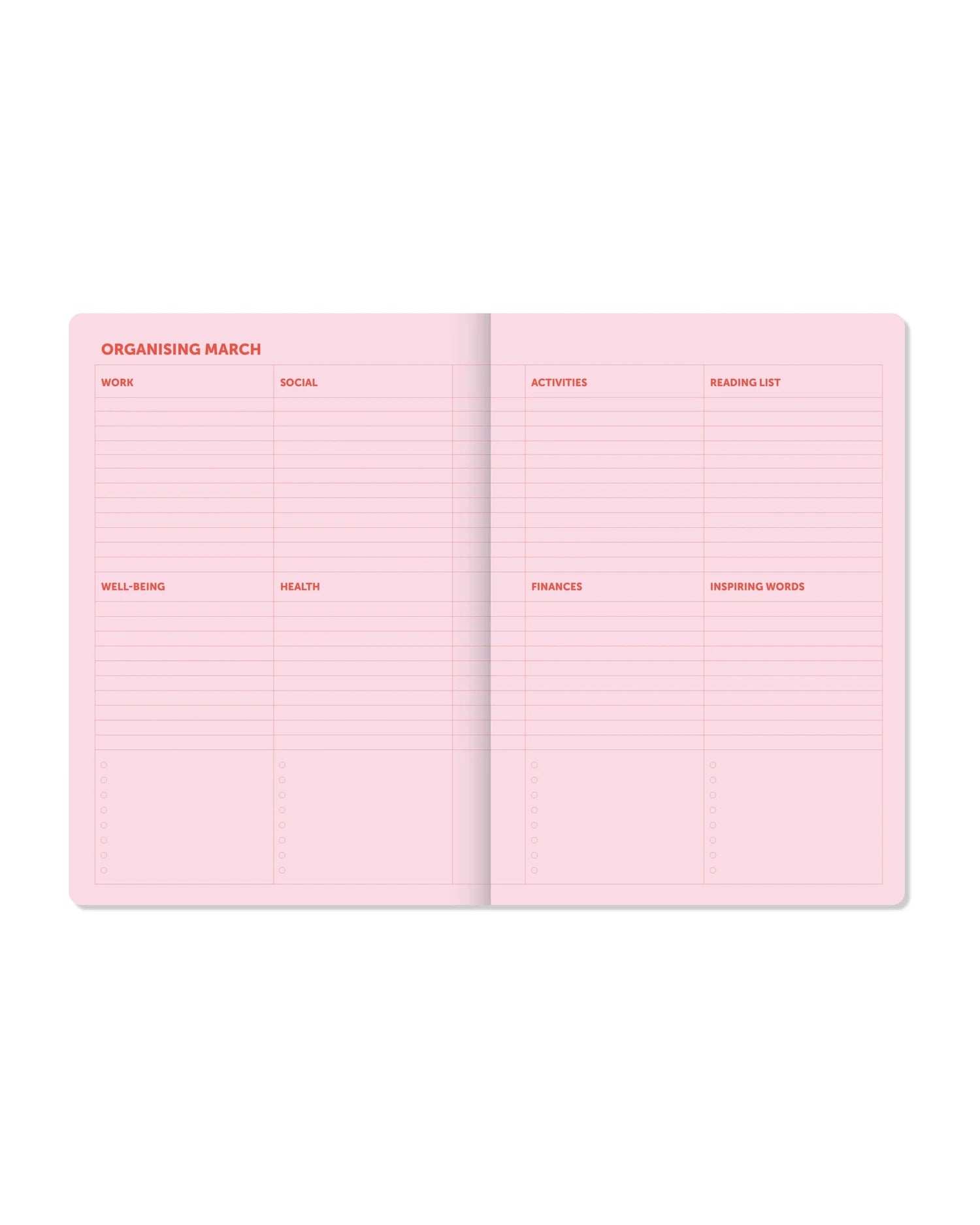A-Journal - ORGANISER Terminplaner mit Spiralbindung (2027) • Checkered Pink Red - ROSA ECK