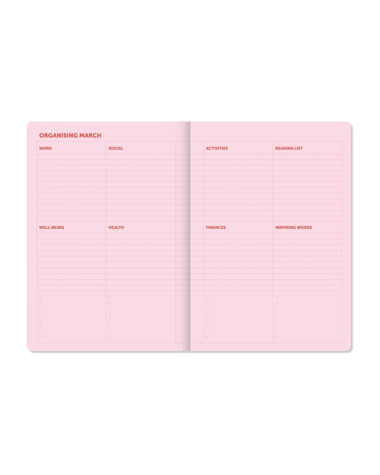 A-Journal - ORGANISER Terminplaner mit Spiralbindung (2027) • Checkered Pink Red - ROSA ECK