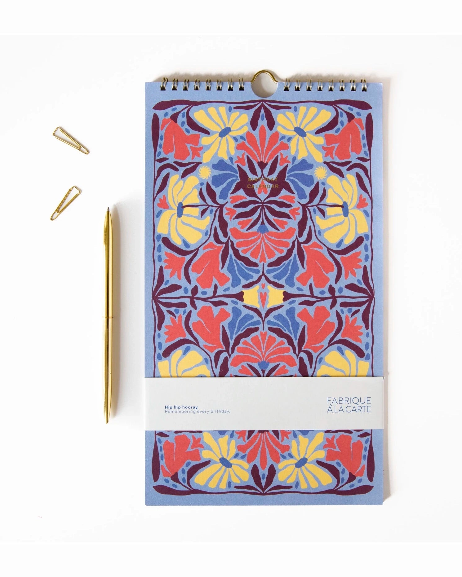 A - Journal Stationery - BIRTHDAY CALENDER Geburtstagskalender | Flora - Kalender - ROSA ECK - Blau, FABRIQUE À LA CARTE, Spiralbindung