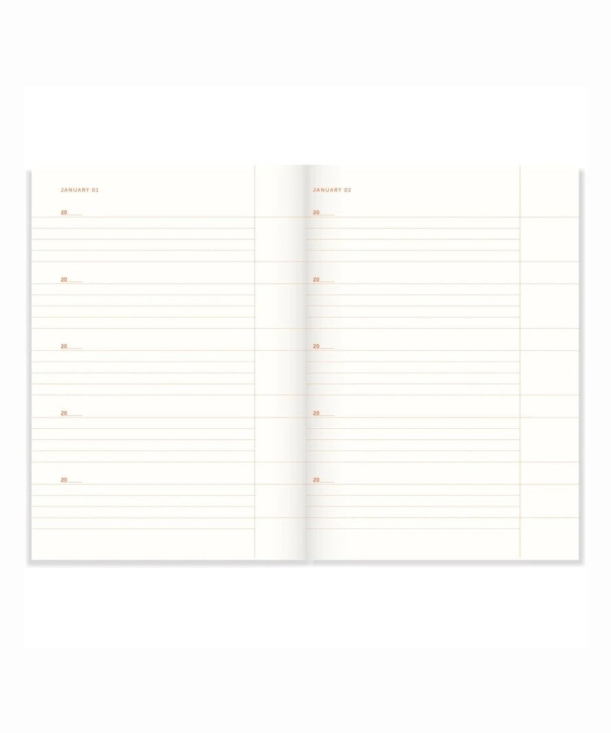 A - Journal Stationery - ONE LINE A DAY Kleines Tagebuch | Checkered - Notizbuch - ROSA ECK - Hardcover, kariert, Orange