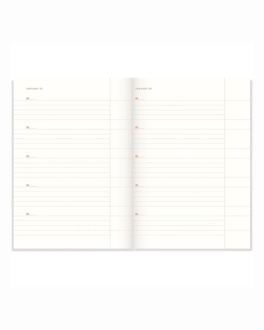 A - Journal Stationery - ONE LINE A DAY Kleines Tagebuch | Checkered - Notizbuch - ROSA ECK - Hardcover, kariert, Orange