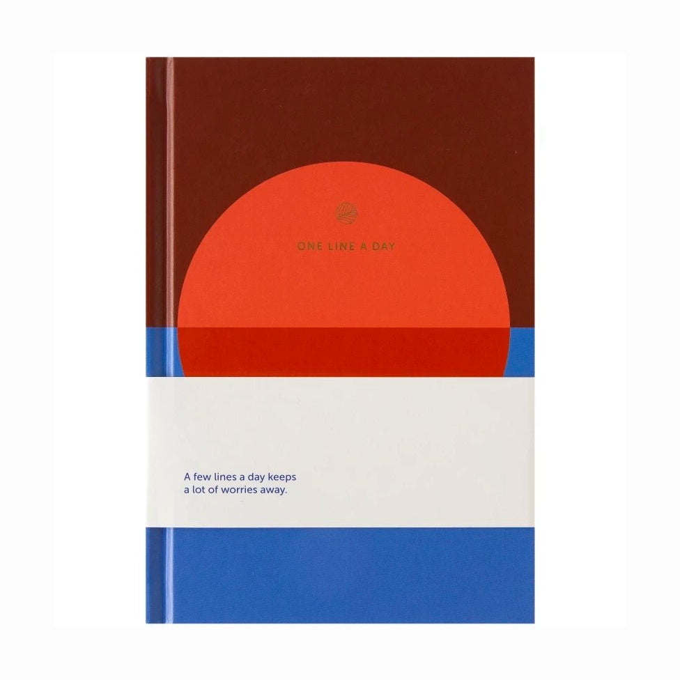 A - Journal Stationery - ONE LINE A DAY Kleines Tagebuch | Circle - Notizbuch - ROSA ECK - Blau, Hardcover, Kreis