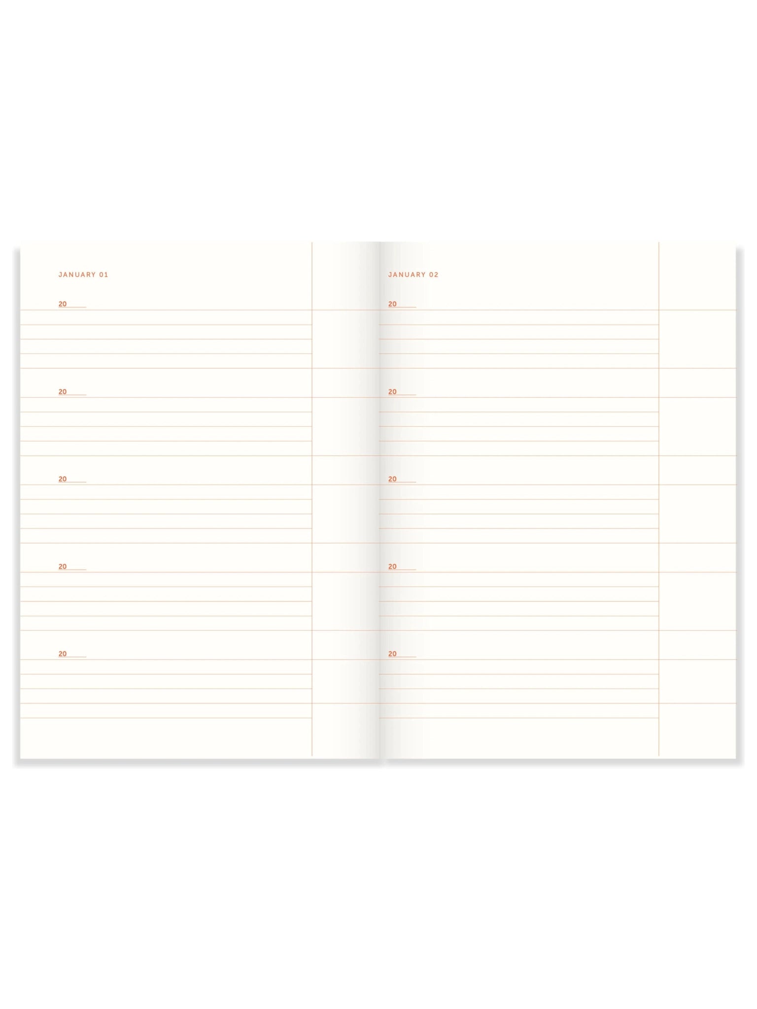 A - Journal Stationery - ONE LINE A DAY Notizbuch Orange Leinen - ROSA ECK