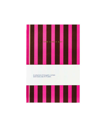 A - Journal Stationery - ONE LINE A DAY Notizbuch Rot/Streifen - ROSA ECK - Papier, Rot,