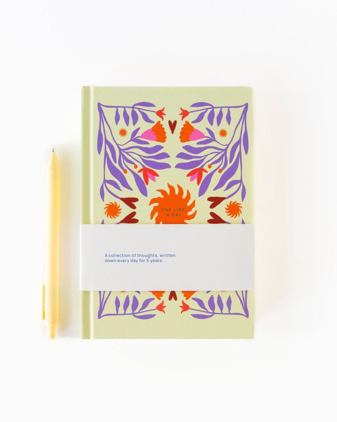 A - Journal Stationery - ONE LINE A DAY Notizbuch | Sun - Notizbuch - ROSA ECK - Hardcover, Orange, Sonne