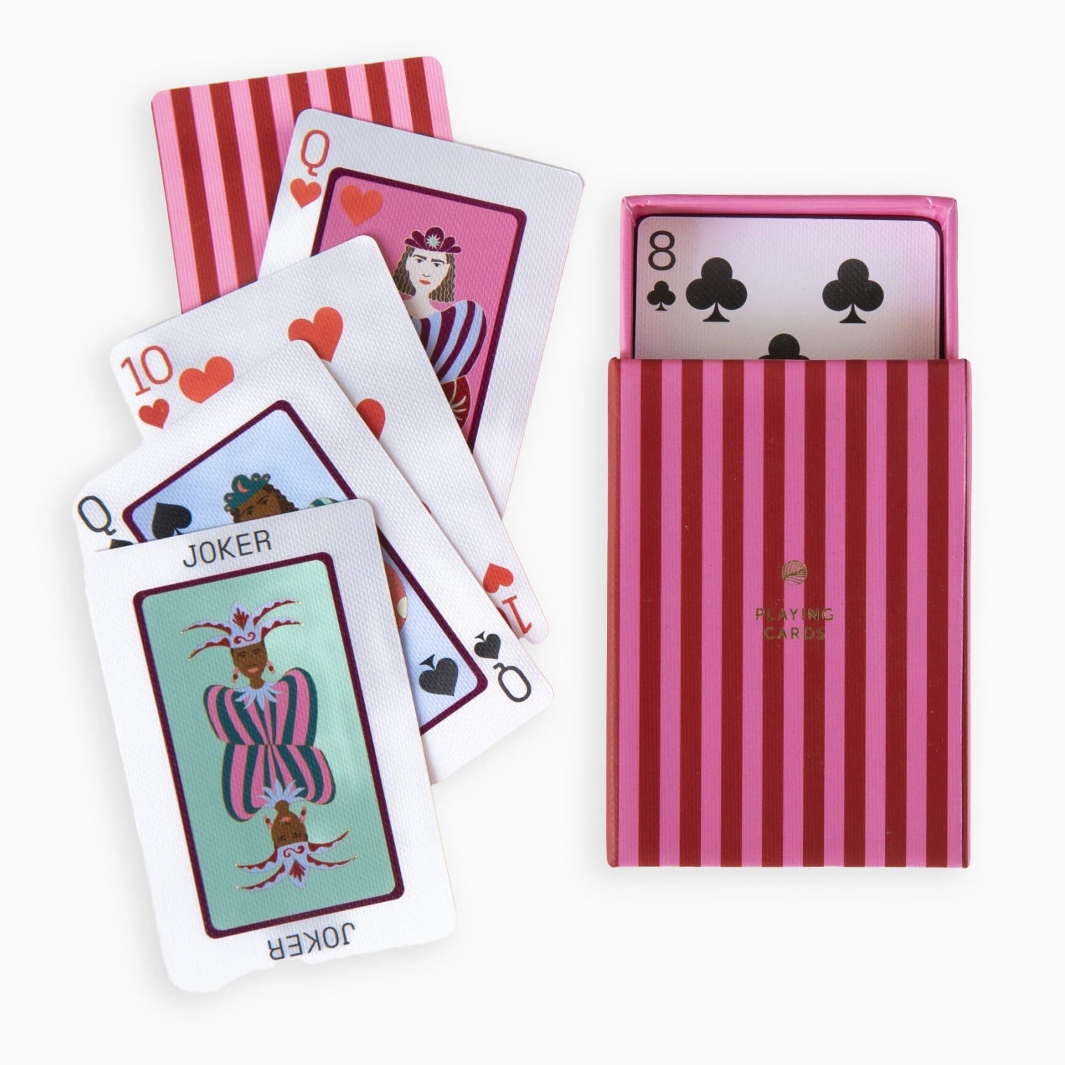 A - Journal Stationery - SET OF 54 PLAYING CARDS Spielkarten - Spiel - ROSA ECK - Karten, Rosa, Rot