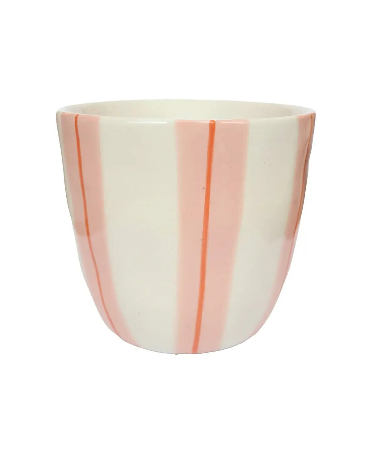 All the Luck in the World - Becher (200 ml) • Pink and Orange Stripes Handpainted - ROSA ECK