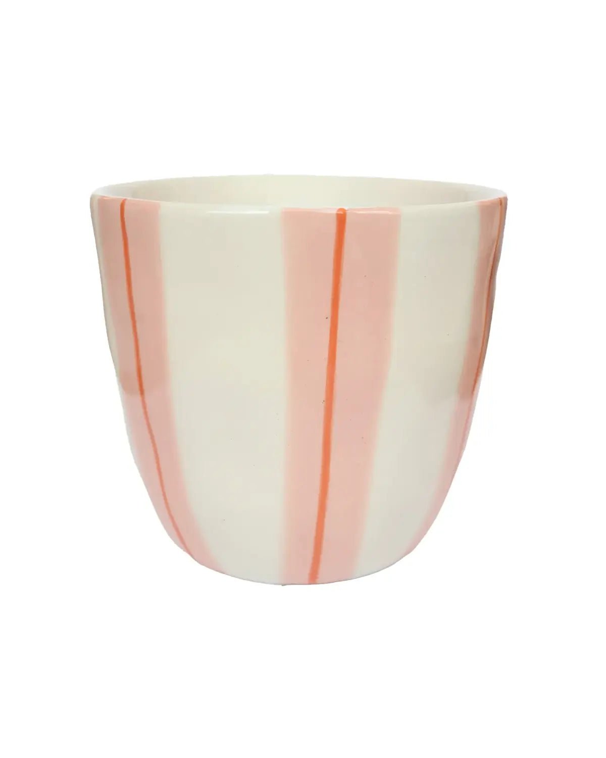 All the Luck in the World - Becher (200 ml) • Pink and Orange Stripes Handpainted - ROSA ECK