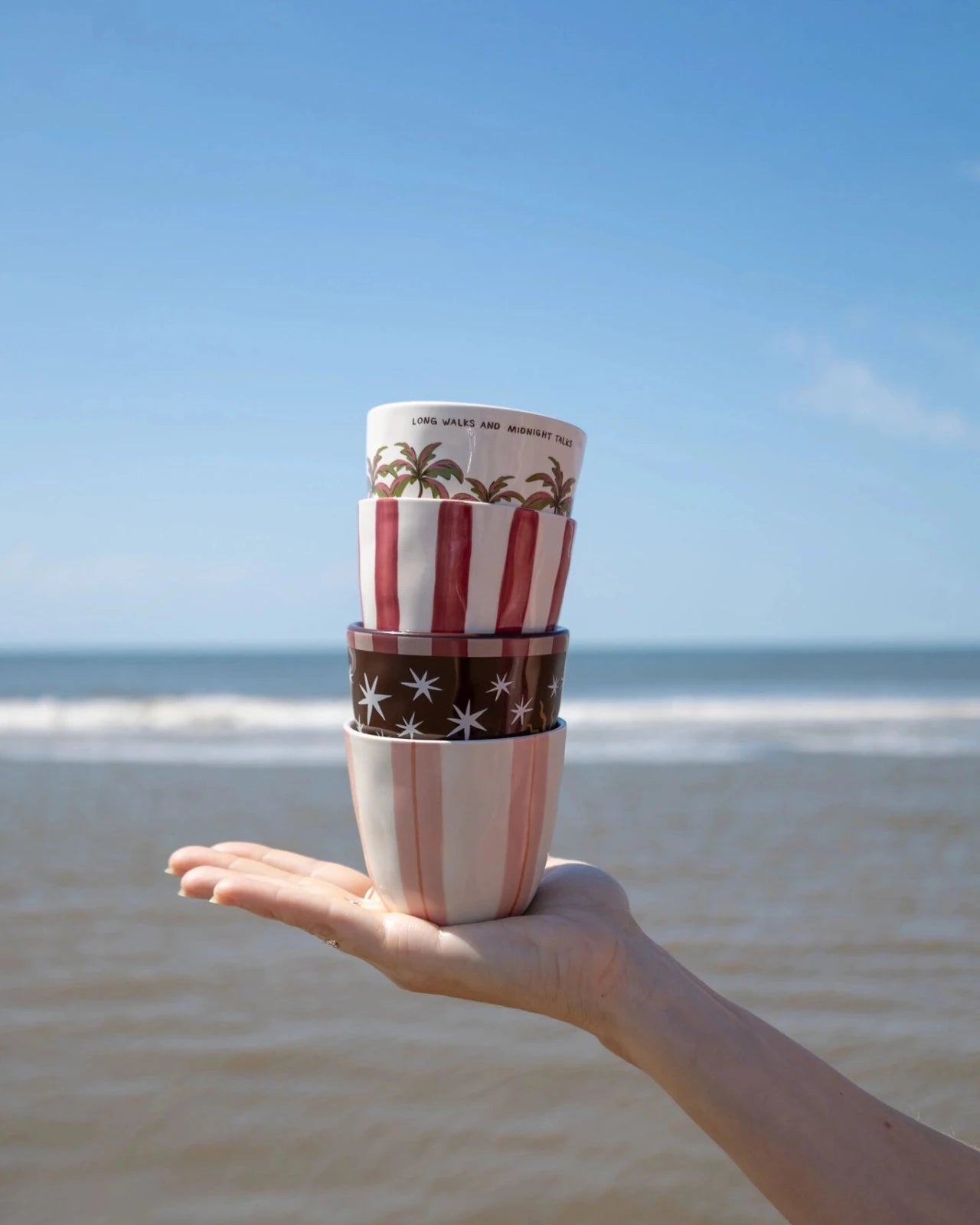 All the Luck in the World - Becher (200 ml) • Red Stripes Handpainted - ROSA ECK