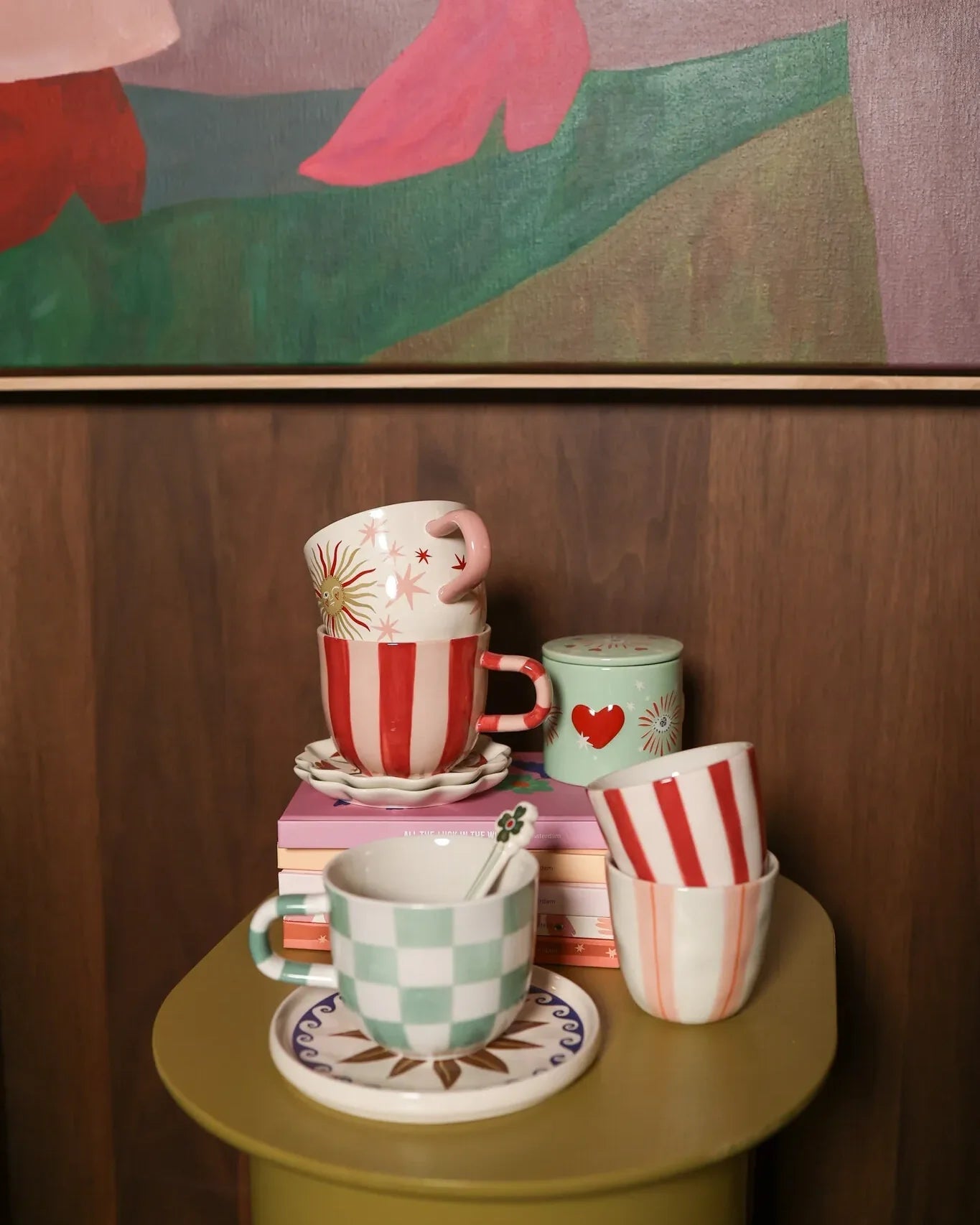 Tasse • Pink Stripes Handpainted