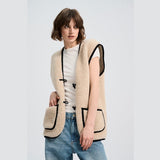 Alwero - ALPEN 2.0 Weste aus Wolle | Sandy Brown - ROSA ECK - Beige, Braun, Sand
