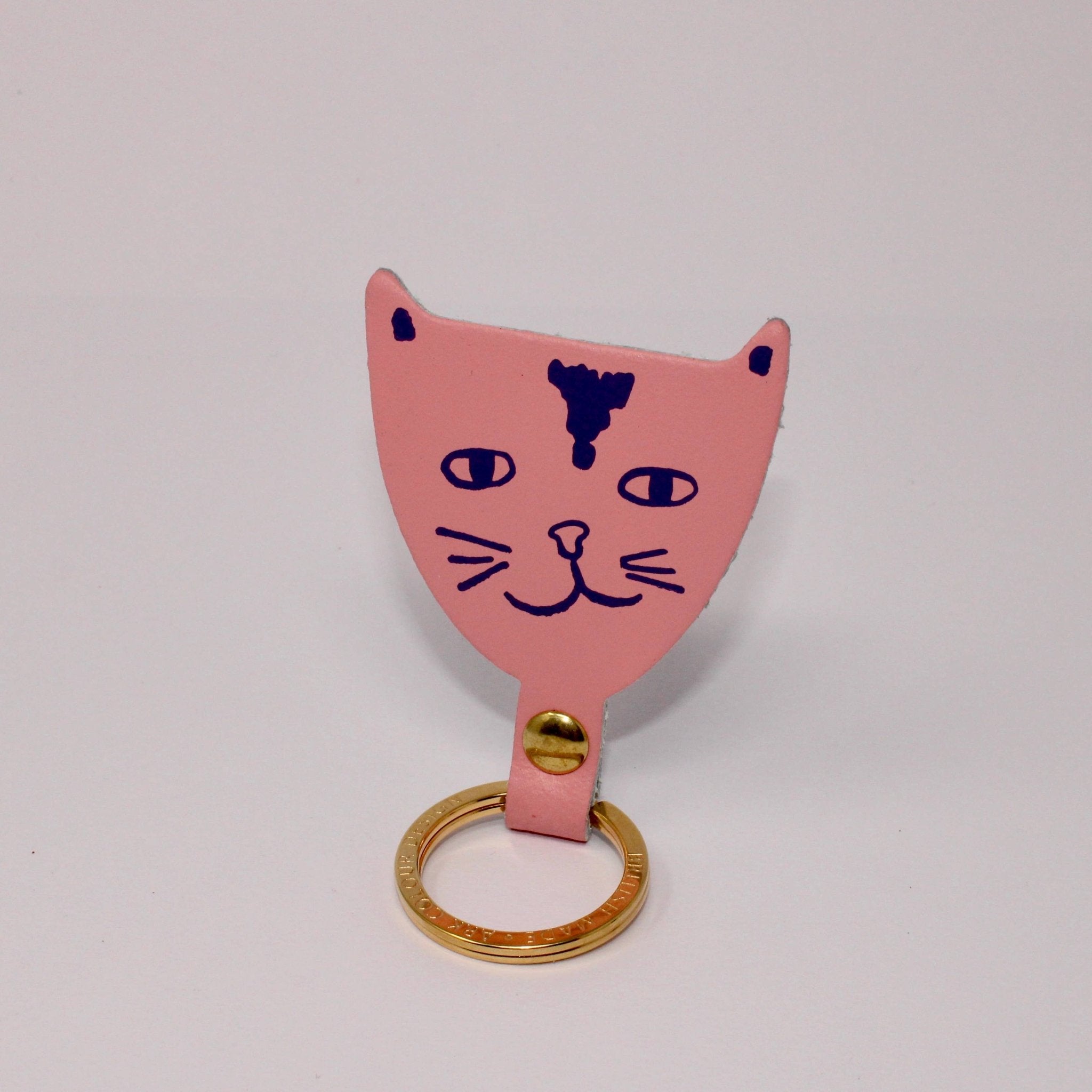 Ark Colour Design - CAT HEAD Schlüsselanhänger • Weiß/Braun - ROSA ECK