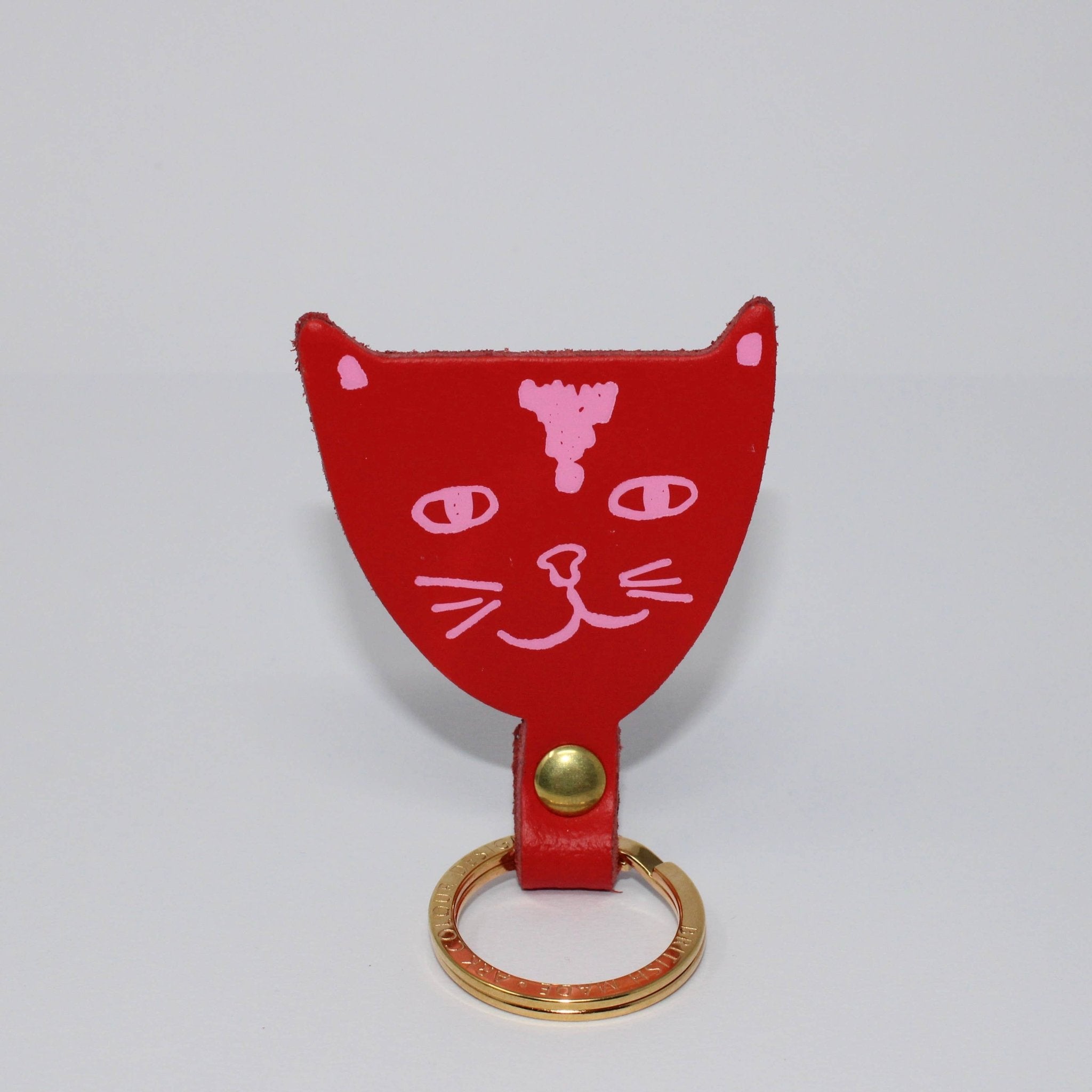 Ark Colour Design - CAT HEAD Schlüsselanhänger • Weiß/Braun - ROSA ECK