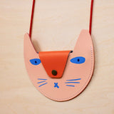 Ark Colour Design - Geldbeutel mit Katzenmotiv Rosa/Orange - ROSA ECK - Leder, Rosa,