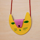 Ark Colour Design - Geldbeutel mit Katzenmotiv Rosa/Orange - ROSA ECK - Leder, Rosa,