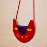 Ark Colour Design - Geldbeutel mit Katzenmotiv Rosa/Orange - ROSA ECK - Leder, Rosa,