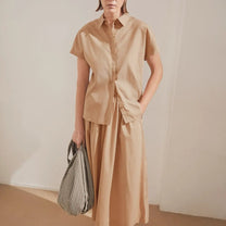 ARMEDANGELS - A - Linien Midirock aus Popelin • true camel - ROSA ECK