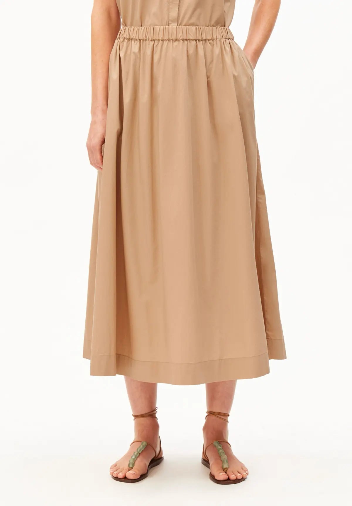 ARMEDANGELS - A - Linien Midirock aus Popelin • true camel - ROSA ECK