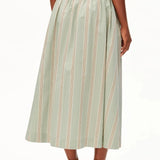 ARMEDANGELS - A - Linien Midirock mit Streifen • foam - light oatmilk - dried palm - ROSA ECK