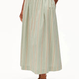 ARMEDANGELS - A - Linien Midirock mit Streifen • foam - light oatmilk - dried palm - ROSA ECK