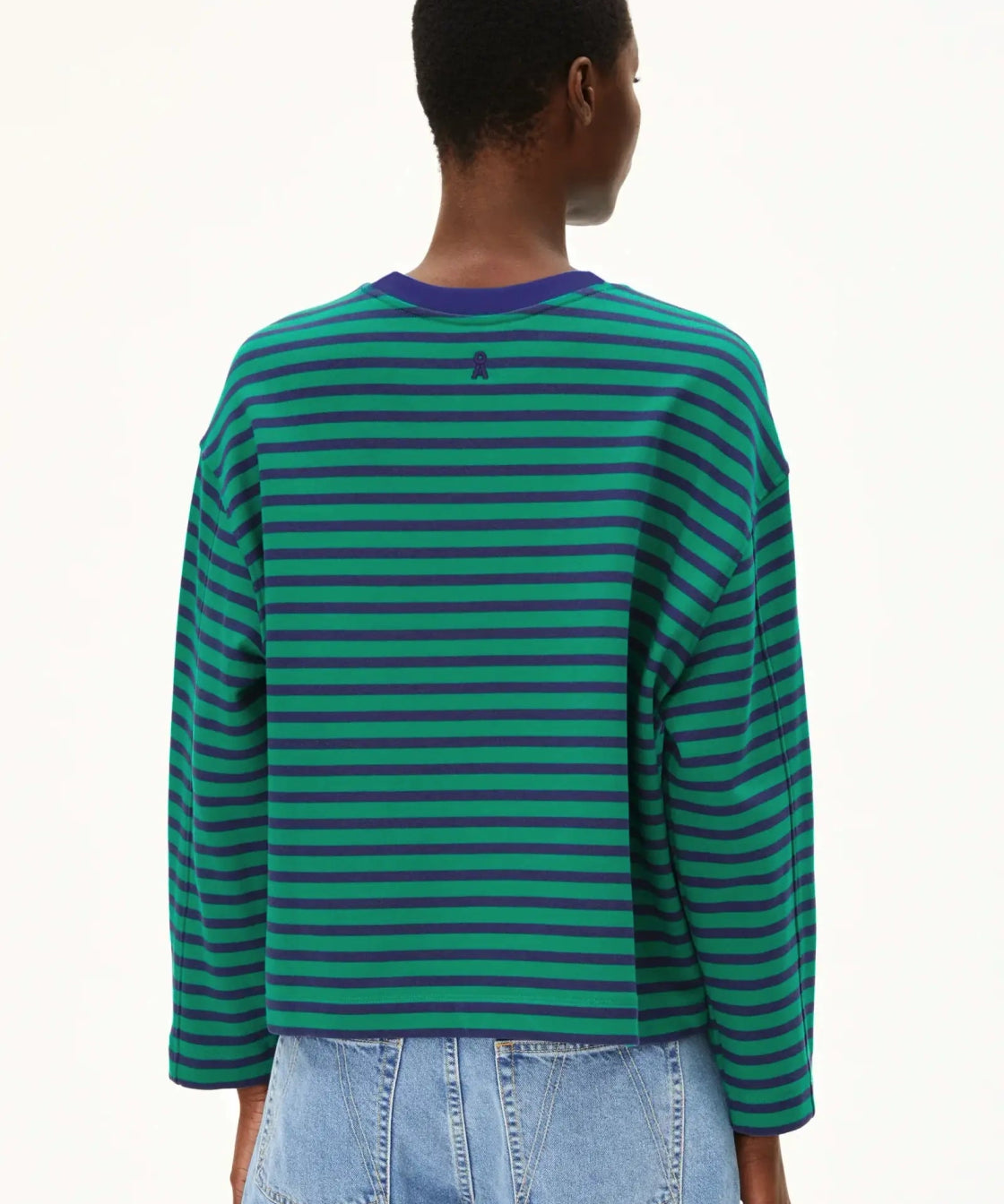ARMEDANGELS - FRANKAA MAARLEN STRIPE Sweatshirt • emerald green - blue noon - ROSA ECK Concept Store