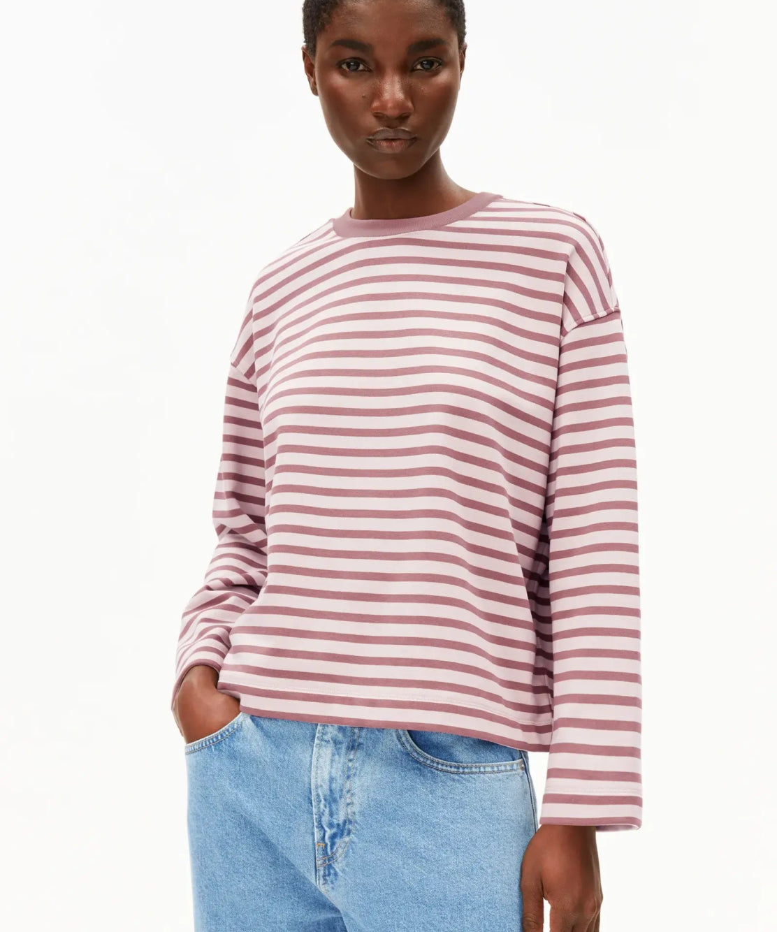 ARMEDANGELS - FRANKAA MAARLEN STRIPE Sweatshirt • ice grape - dark berry - ROSA ECK Concept Store