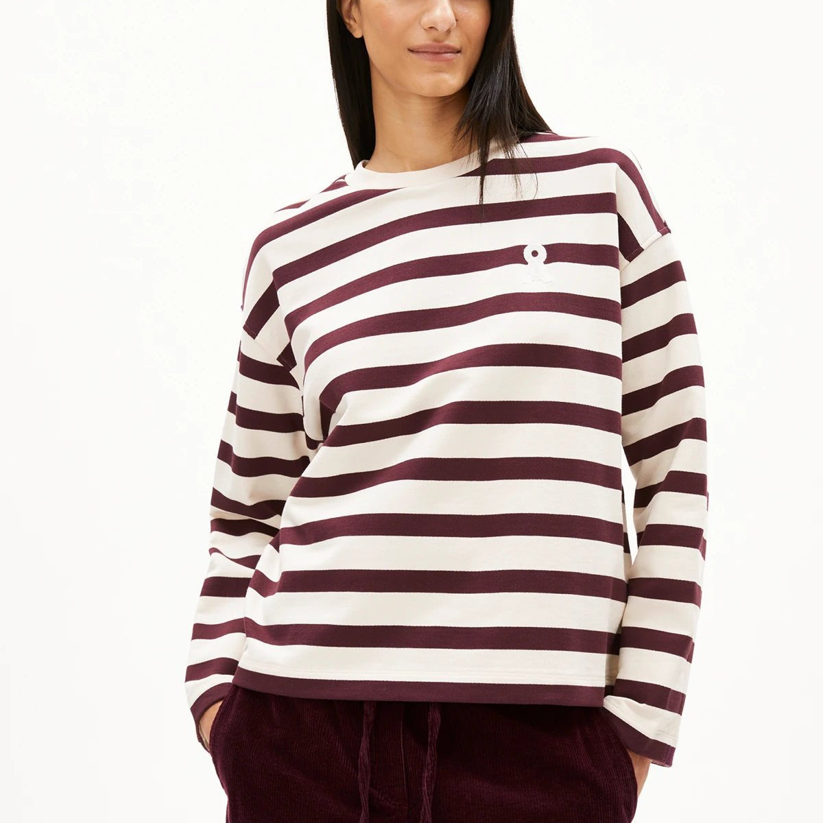 ARMEDANGELS - FRANKAA MAARLEN STRIPE Sweatshirt • undyed - dark cranberry - Pullover - ROSA ECK