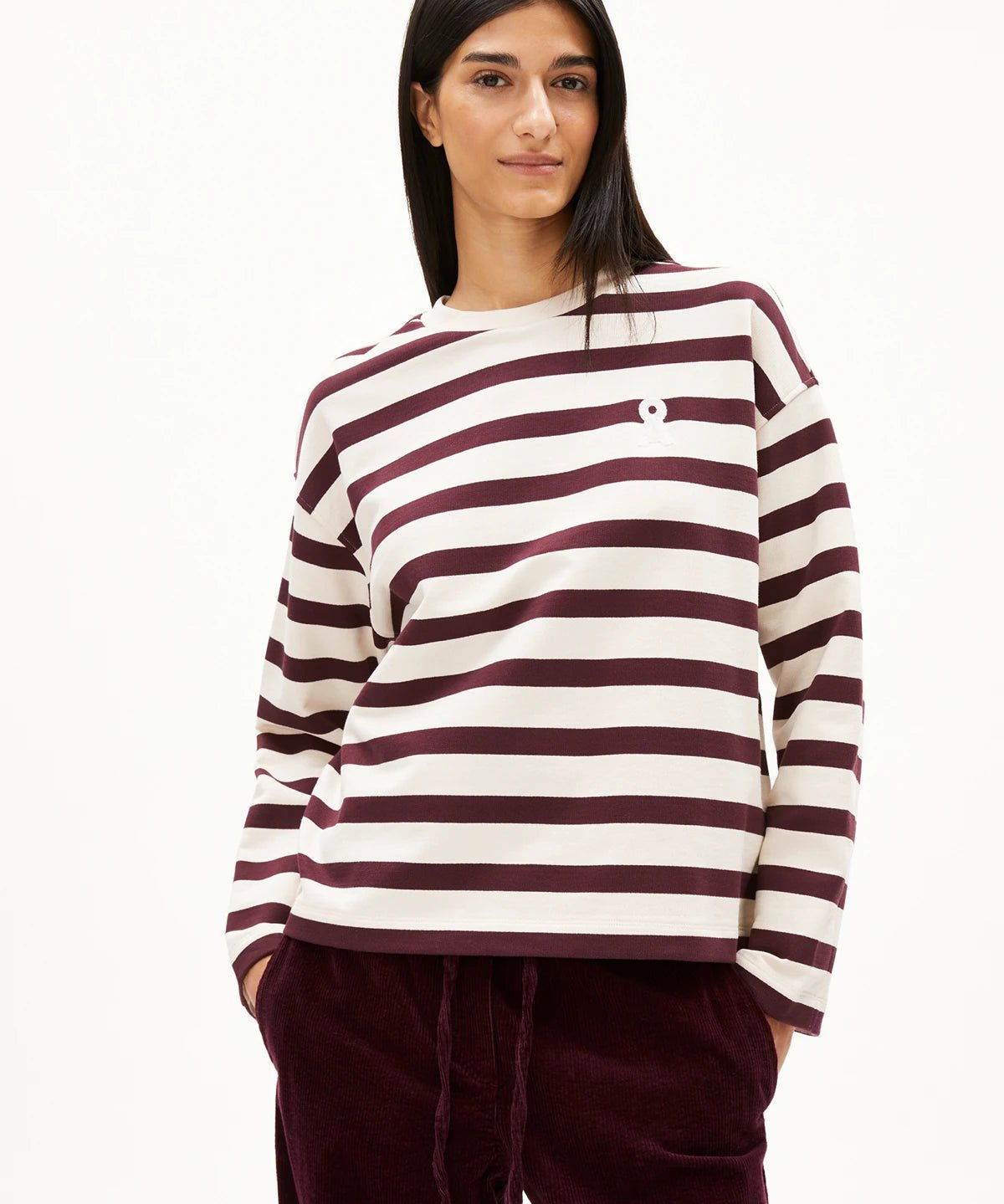 ARMEDANGELS - FRANKAA MAARLEN STRIPE Sweatshirt • undyed - dark cranberry - Pullover - ROSA ECK